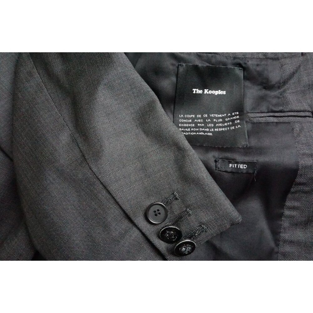 The Kooples Fitted Solid Gray 100% Wool 2 Pc Suit Jacket Pants Sz 38